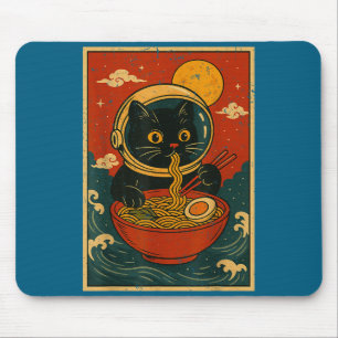 Astronaut Katzen Ramen japanische Grafik T-Shirts  Mousepad