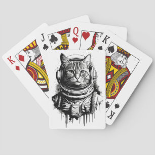 Astronaut Katzen Tinten Kunst Spielkarten