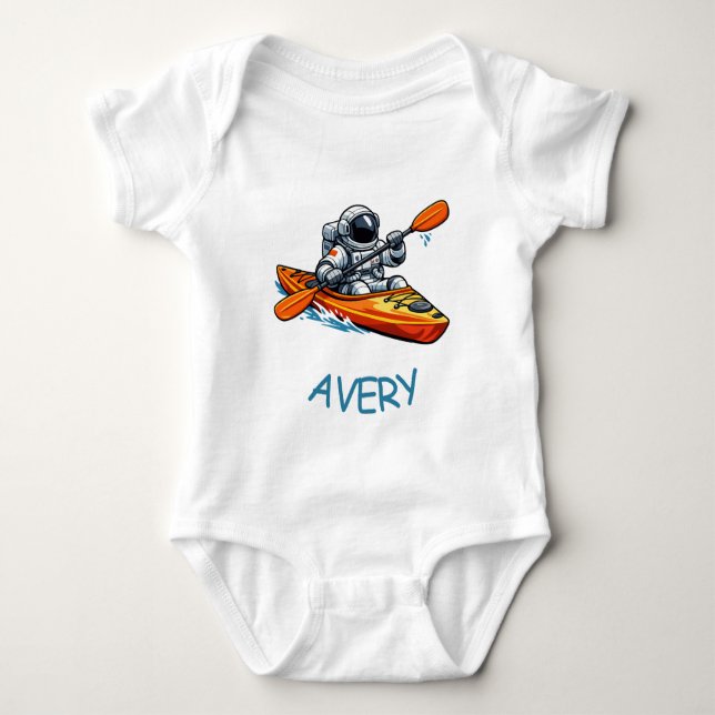 . Astronaut Kayaking Baby Strampler (Vorderseite)