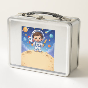 Astronaut Kid bereit, die Schule zu erkunden Metall Brotdose