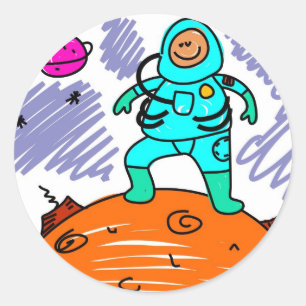 Astronaut Kid Runder Aufkleber