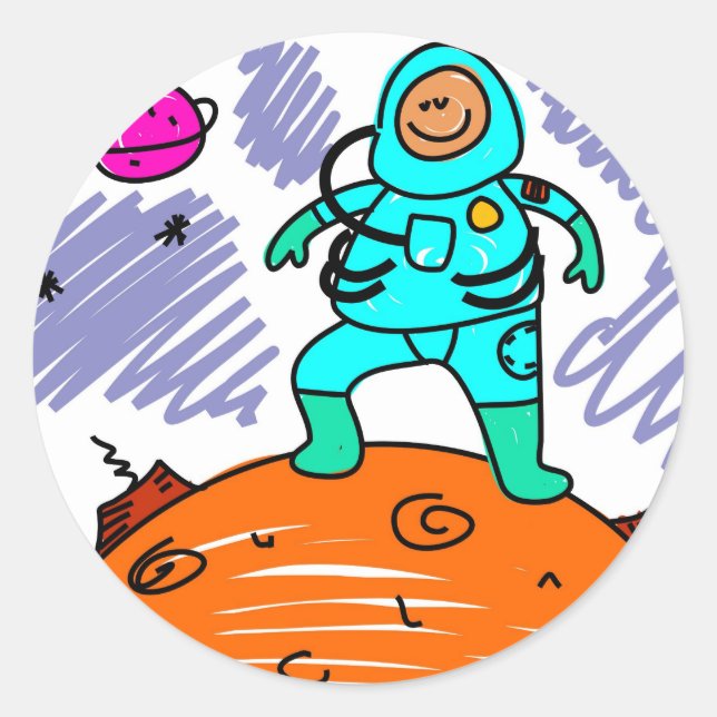 Astronaut Kid Runder Aufkleber (Vorderseite)