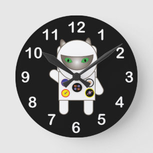 Astronaut Kitty Runde Wanduhr