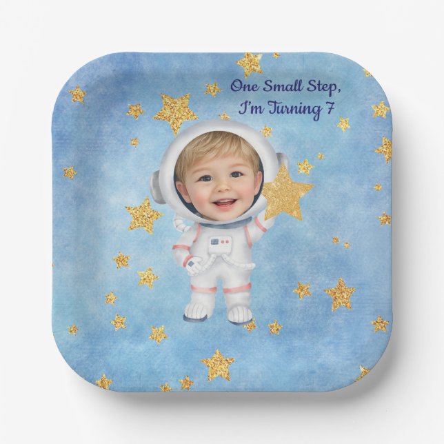 Astronaut Little Star Geburtstagsfeier Teller (Vorderseite)