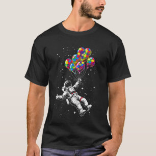 Astronaut Luftballon Autismus-Bewusstsein Puzzle- T-Shirt