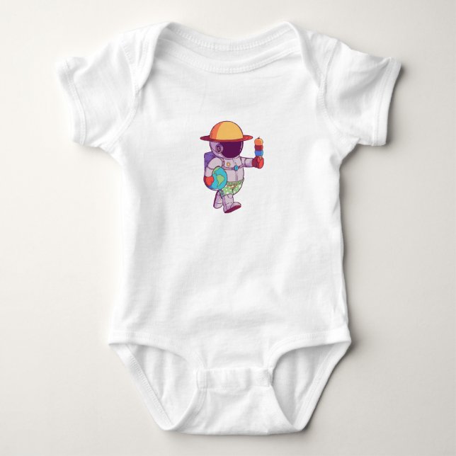 Astronaut, lustige Planeten im Weltraum Baby Strampler (Vorderseite)