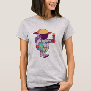 Astronaut, lustige Planeten im Weltraum T-Shirt