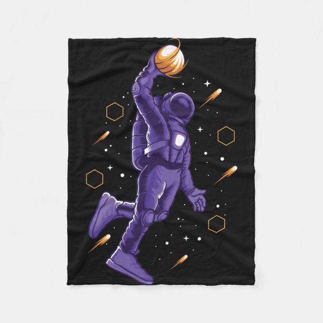Astronaut macht Slam Dunk Fleecedecke (Vorderseite)
