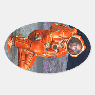 Astronaut Mars Explorer Alien Planet Weltraum Kuns Ovaler Aufkleber