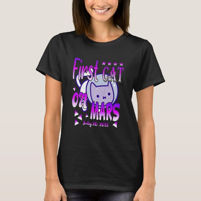 Astronaut Mars Katze T-Shirt (Vorderseite)