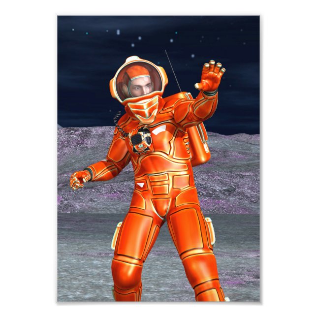 Astronaut Mars Space Explorer auf Alien Planet Fotodruck (Vorne)