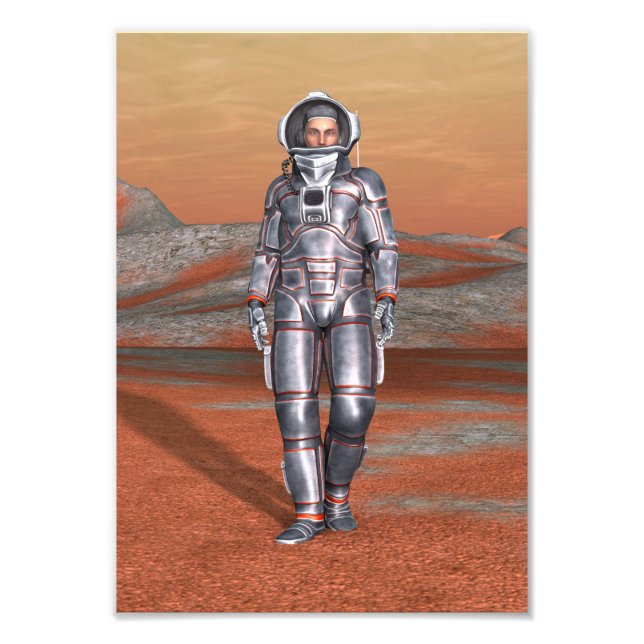 Astronaut Mars - Space Explorer auf Alien Planet Fotodruck (Vorne)