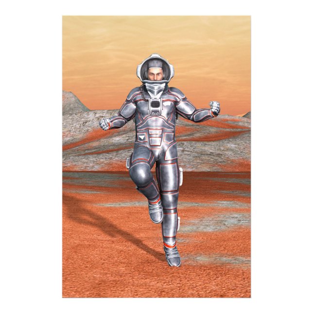 Astronaut Mars Space Explorer auf Alien Planet Fotodruck (Vorne)