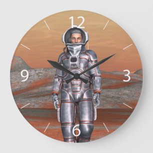 Astronaut Mars - Space Explorer auf Alien Planet Große Wanduhr