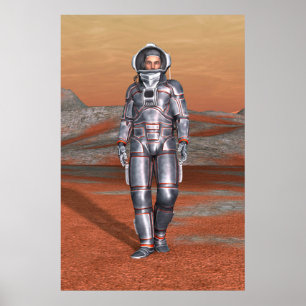 Astronaut Mars - Space Explorer auf Alien Planet Poster