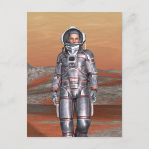 Astronaut Mars - Space Explorer auf Alien Planet Postkarte