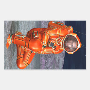 Astronaut Mars Space Explorer auf Alien Planet Rechteckiger Aufkleber