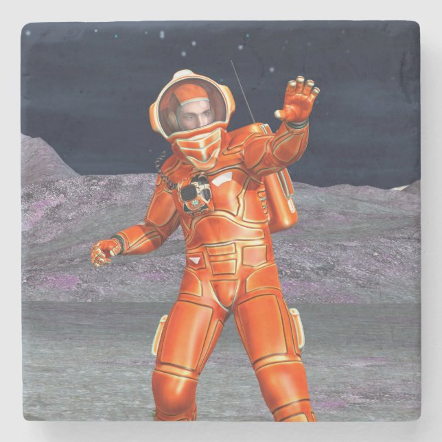 Astronaut Mars Space Explorer auf Alien Planet Steinuntersetzer (Vorderseite)