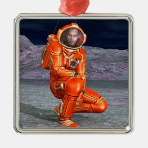 Astronaut Mars Weltraumforscher auf einem außerird Ornament Aus Metall