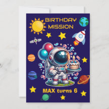 Astronaut Mission Birthday Invitation Editable