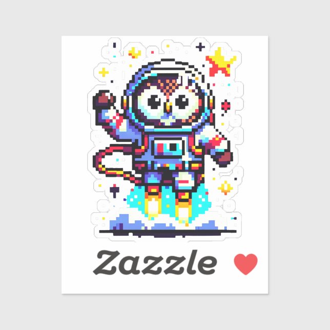 Astronaut mit 8 Bit - Retro Pixel Space Explorer Aufkleber (Blatt)