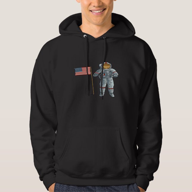 Astronaut mit American Flag Space Moon USA Hoodie (Vorderseite)