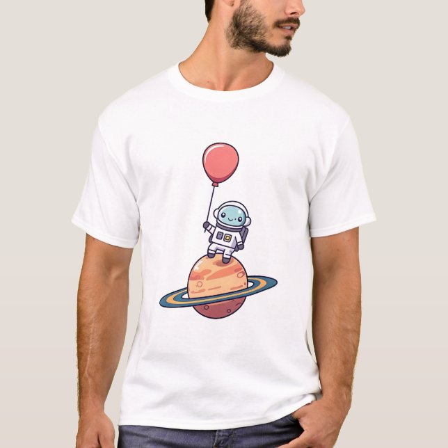 Astronaut mit Ballonfahrer T-Shirt (Vorderseite)