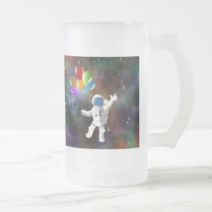 Astronaut mit Ballons Mattglas Bierglas