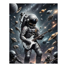 Astronaut mit E-Gitarrenposter