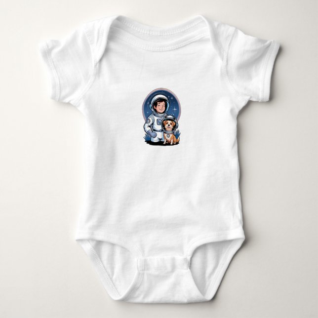 Astronaut mit einem Haustier (wie ein Hund in eine Baby Strampler (Vorderseite)