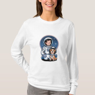 Astronaut mit einem Haustier (wie ein Hund in eine T-Shirt