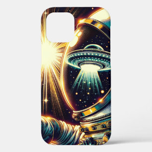 Astronaut mit einem Spiegelbild eines UFO Case-Mate iPhone Hülle