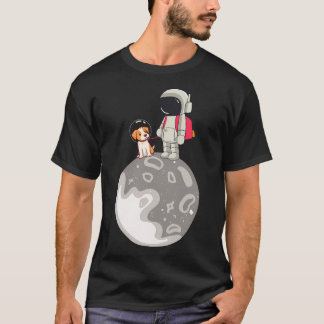Astronaut mit Hund auf dem Mond T-Shirt