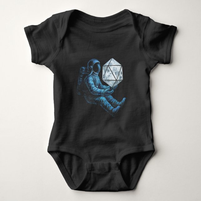 Astronaut mit Mondwürfel Baby Strampler (Vorderseite)