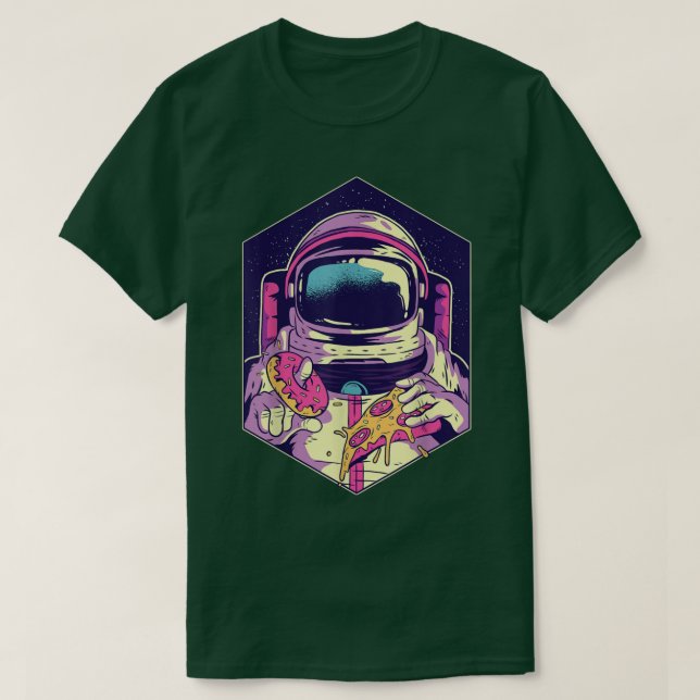 Astronaut mit Pizzaslice Pizza Astronaut T - Shirt (Design vorne)