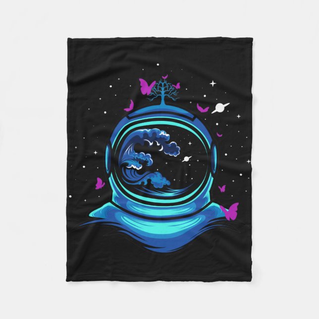 Astronaut mit Schmetterling Fleecedecke (Vorderseite)
