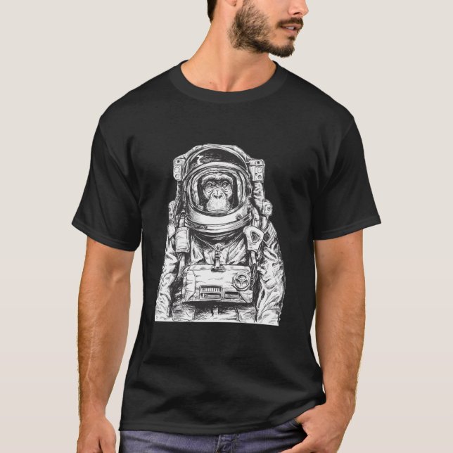 Astronaut Monkey Chimpanzee Kosmonaut Astronomie T-Shirt (Vorderseite)