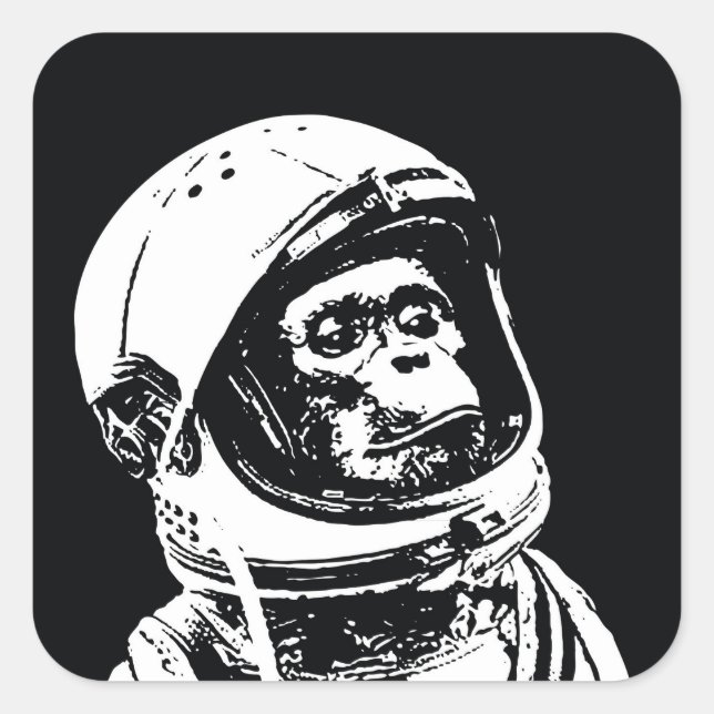Astronaut Monkey Quadratischer Aufkleber (Vorderseite)