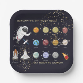 Astronaut Monogram Typografy Solar System Kids Pappteller