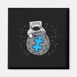 Astronaut Moon Blue Puzzle Piece Autismus Bewussts Magnet