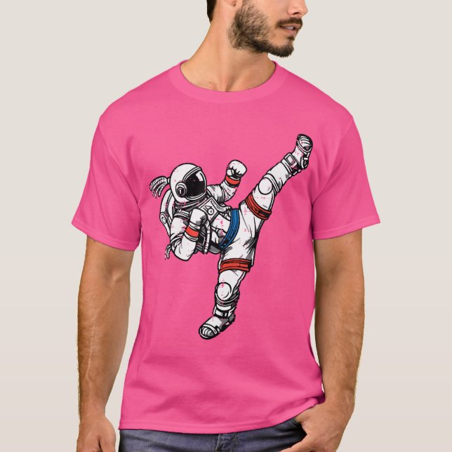 Astronaut Muay Thai kämpfen Kampfkünste im Weltrau T-Shirt (Vorderseite)
