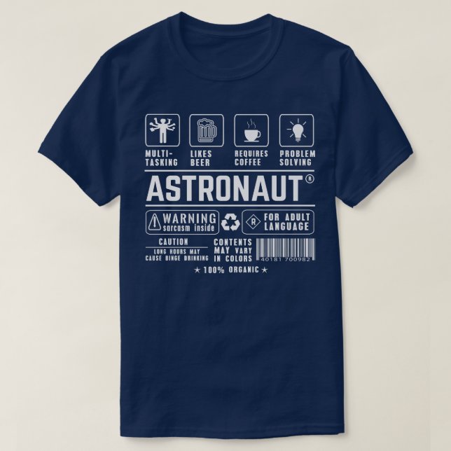 Astronaut Multitasking Beer Coffee Problem Solving T-Shirt (Design vorne)