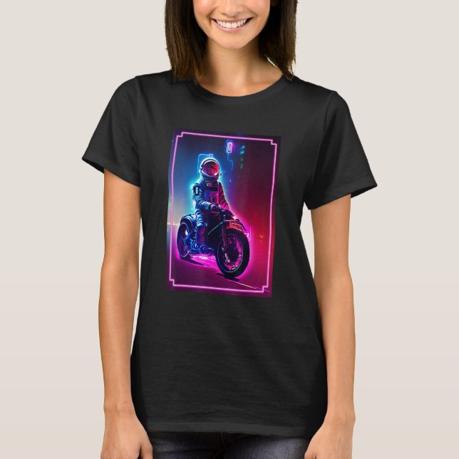 Astronaut On A Motorcycle   Space and Science Fict T-Shirt (Vorderseite)