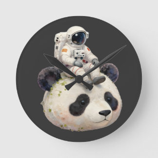 Astronaut on a Space Panda Surreal Weird and Fun Runde Wanduhr