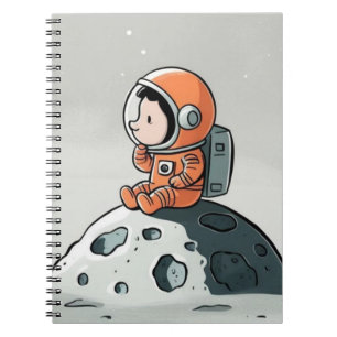 ASTRONAUT ON MOON Spiral Foto Notebook Notizblock