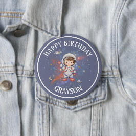 Astronaut Outer Space Boy Birthday Button