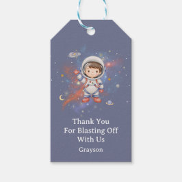 Astronaut Outer Space Boy Birthday Thank You Geschenkanhänger