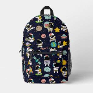 Astronaut Outer Space Cartoon Bedruckter Rucksack