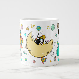 Astronaut Outer Space Cartoon Jumbo-Tasse