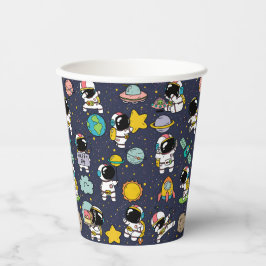Astronaut Outer Space Cartoon Pappbecher